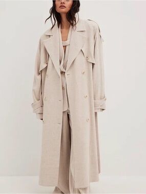 NA-KD Linen Blend Trench Coat 34 (6)